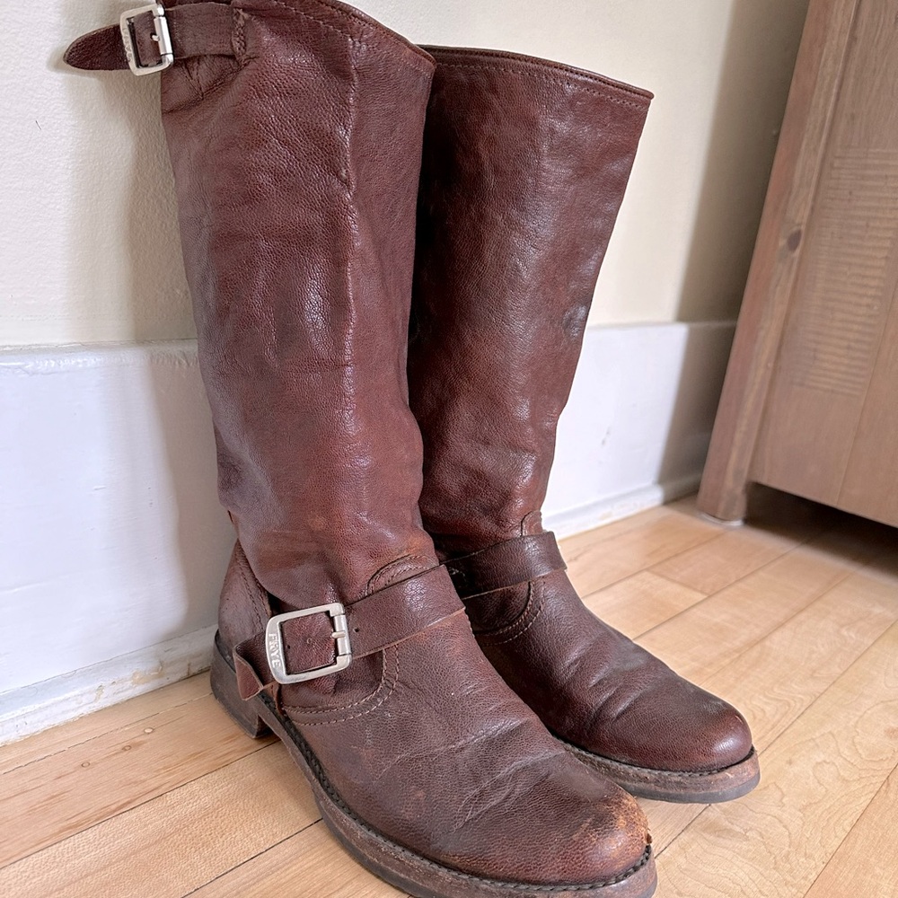 Frye Veronica Slouch Boots Size 8 brown
